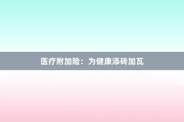 医疗附加险：为健康添砖加瓦